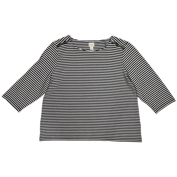 Chico's Tops - Chico's 3 Top 3/4 sleeve black white striped Shirt Size Large Stretch
